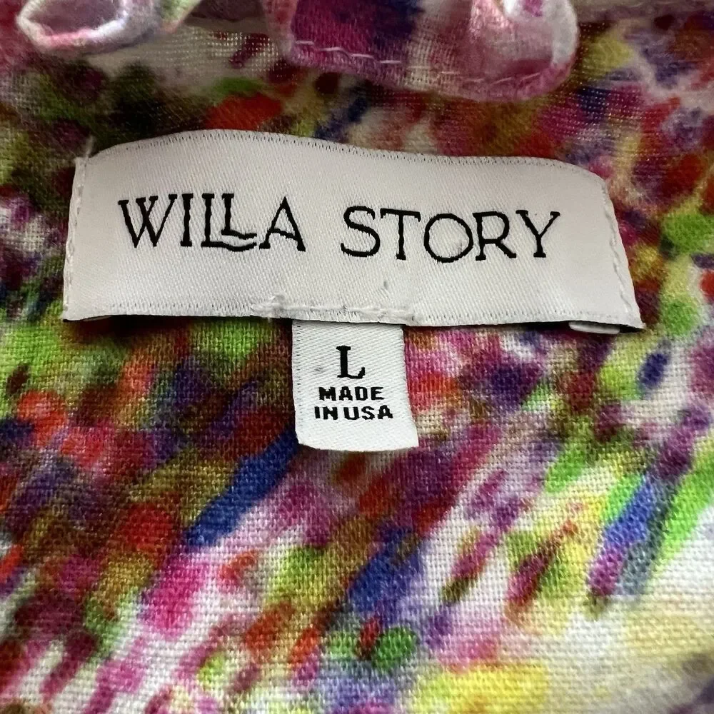 Willa Story Women’s Top Large Linen Blend Tie Dye - Picture 3 of 4